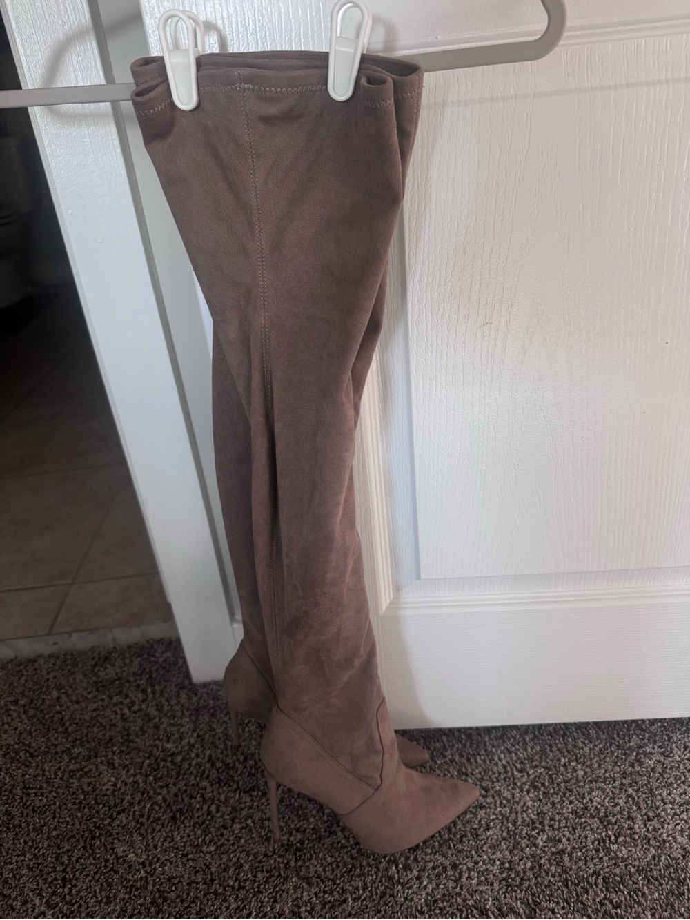 Steve Madden Taupe Over-the-Knee Pointed Stiletto Boots